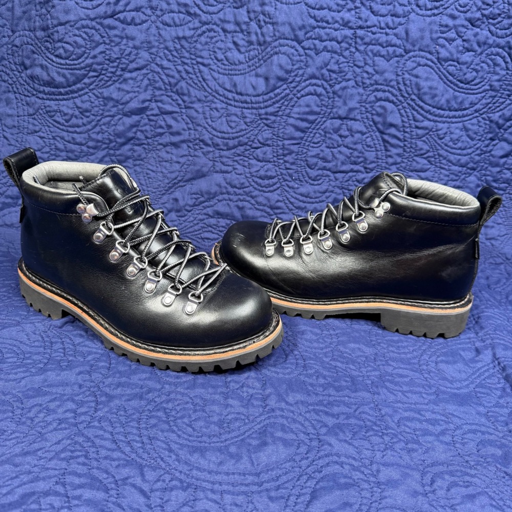 Eddie Bauer K-Series Waterproof Leather Hiking Boots Black Vibram Mens 8.5